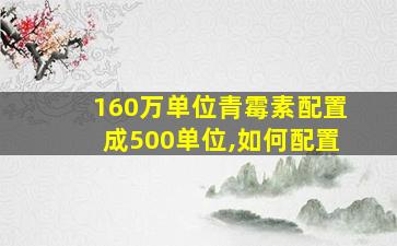 160万单位青霉素配置成500单位,如何配置