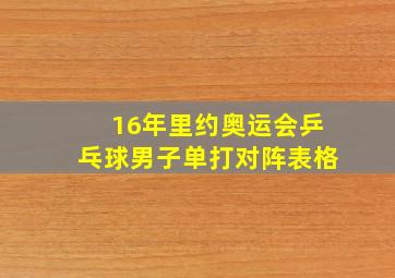 16年里约奥运会乒乓球男子单打对阵表格