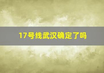 17号线武汉确定了吗