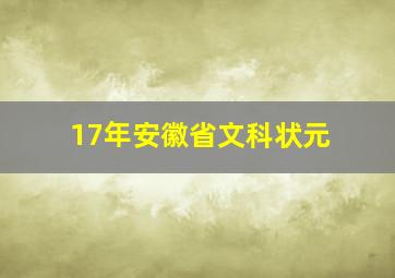 17年安徽省文科状元