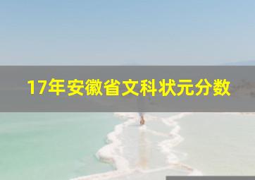 17年安徽省文科状元分数