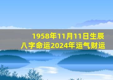 1958年11月11日生辰八字命运2024年运气财运