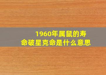 1960年属鼠的寿命破星克命是什么意思