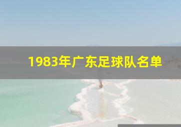 1983年广东足球队名单