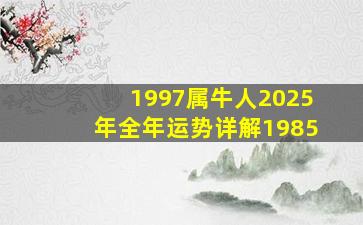 1997属牛人2025年全年运势详解1985