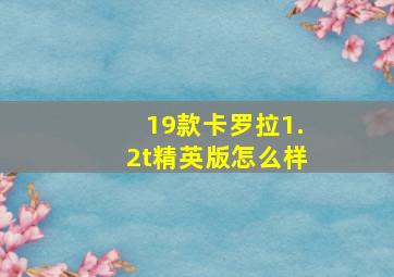 19款卡罗拉1.2t精英版怎么样