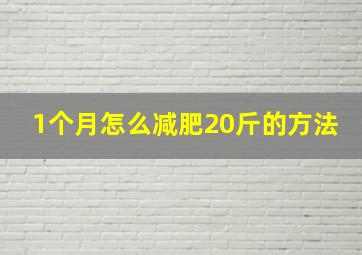 1个月怎么减肥20斤的方法