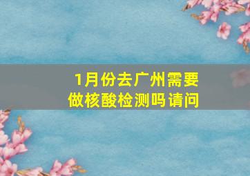 1月份去广州需要做核酸检测吗请问