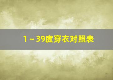 1～39度穿衣对照表