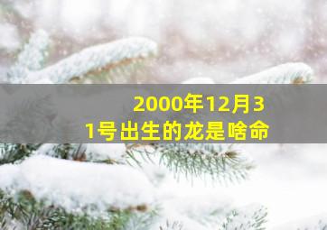 2000年12月31号出生的龙是啥命