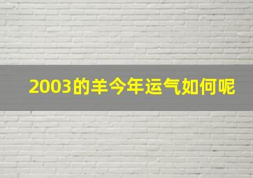 2003的羊今年运气如何呢