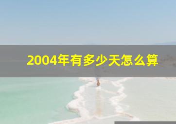 2004年有多少天怎么算