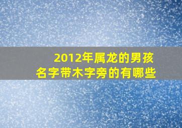 2012年属龙的男孩名字带木字旁的有哪些