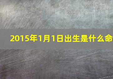 2015年1月1日出生是什么命