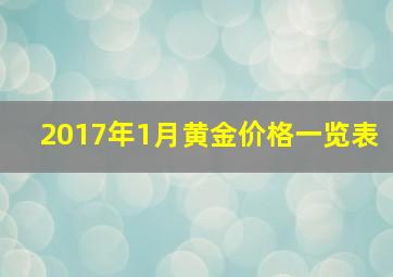 2017年1月黄金价格一览表