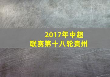 2017年中超联赛第十八轮贵州