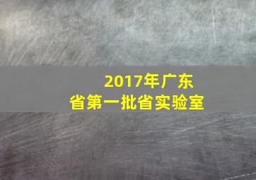 2017年广东省第一批省实验室