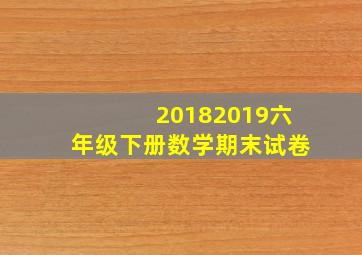 20182019六年级下册数学期末试卷