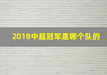 2018中超冠军是哪个队的