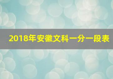 2018年安徽文科一分一段表