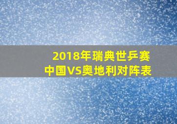 2018年瑞典世乒赛中国VS奥地利对阵表