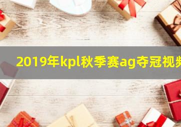 2019年kpl秋季赛ag夺冠视频