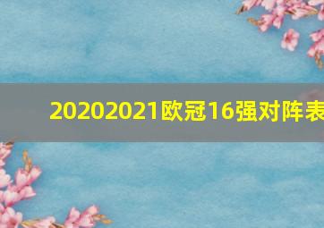 20202021欧冠16强对阵表