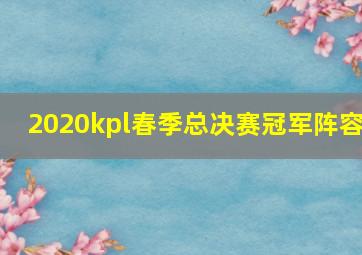 2020kpl春季总决赛冠军阵容