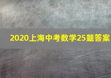 2020上海中考数学25题答案