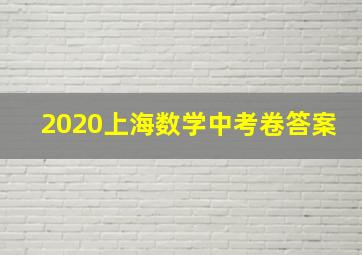 2020上海数学中考卷答案