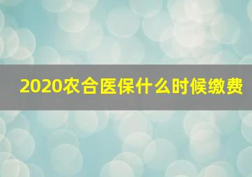 2020农合医保什么时候缴费