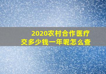 2020农村合作医疗交多少钱一年呢怎么查