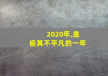 2020年,是极其不平凡的一年