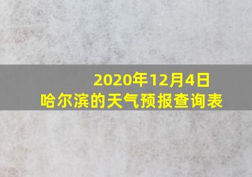 2020年12月4日哈尔滨的天气预报查询表