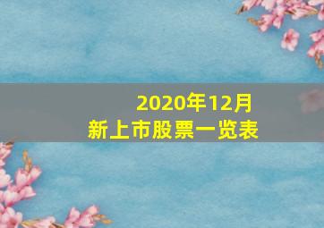 2020年12月新上市股票一览表