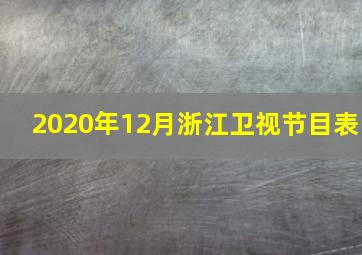 2020年12月浙江卫视节目表