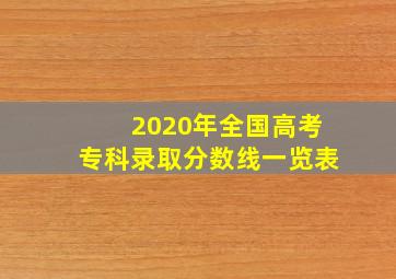 2020年全国高考专科录取分数线一览表