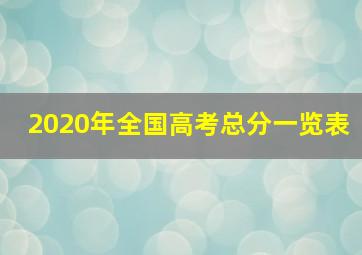 2020年全国高考总分一览表