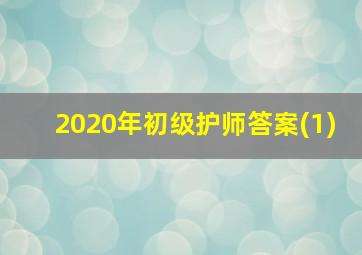 2020年初级护师答案(1)