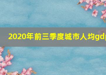 2020年前三季度城市人均gdp