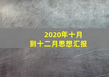 2020年十月到十二月思想汇报