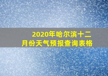 2020年哈尔滨十二月份天气预报查询表格