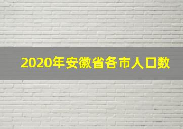 2020年安徽省各市人口数