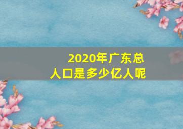 2020年广东总人口是多少亿人呢