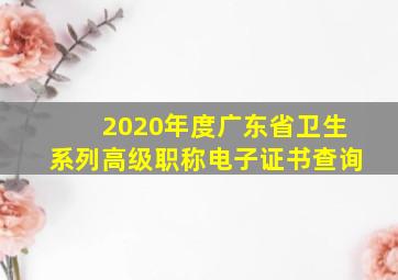 2020年度广东省卫生系列高级职称电子证书查询