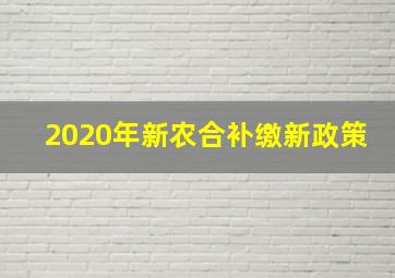 2020年新农合补缴新政策