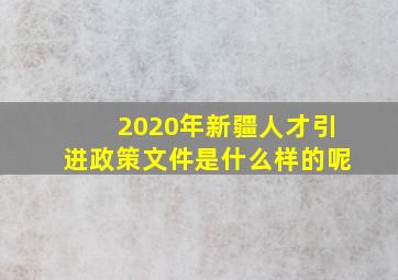 2020年新疆人才引进政策文件是什么样的呢