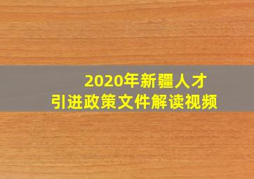 2020年新疆人才引进政策文件解读视频