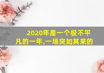 2020年是一个极不平凡的一年,一场突如其来的