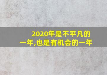 2020年是不平凡的一年,也是有机会的一年